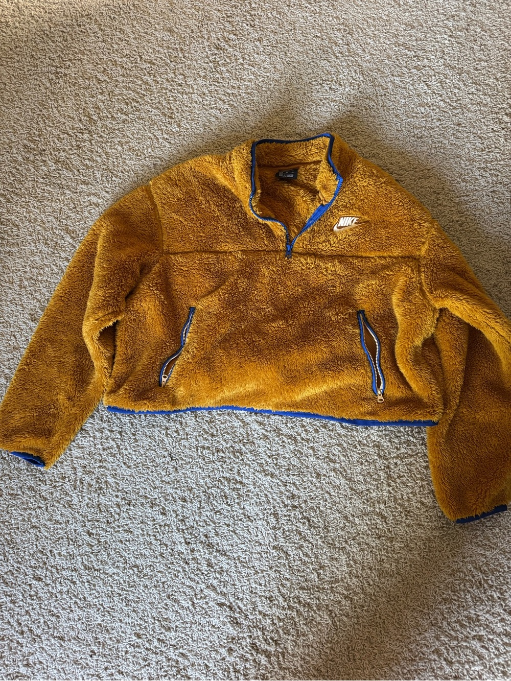 Nike Yellow Sherpa Quarter-Zip with Blue Trim